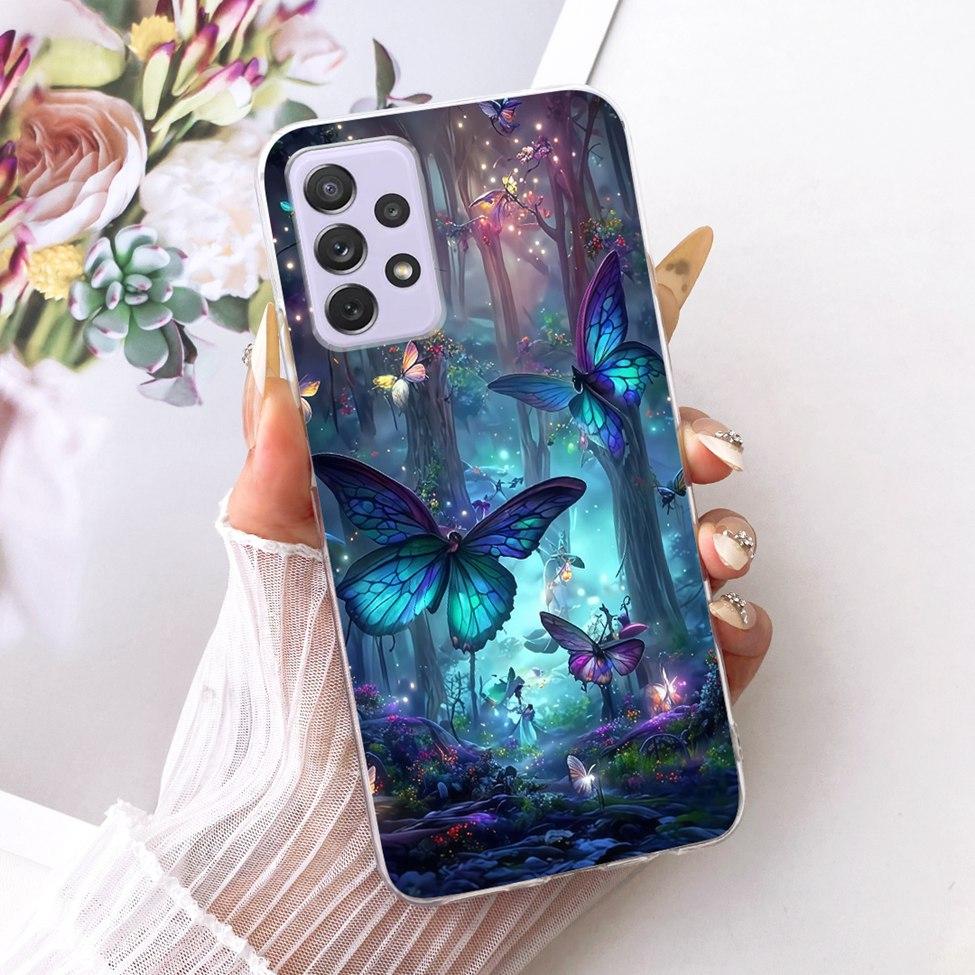 Transparent For Samsung Galaxy A72 4G Case Cute Fashion Flowers Funny Painted Casing For Samsung A72 4G SM-A725M SM-A725F Cover