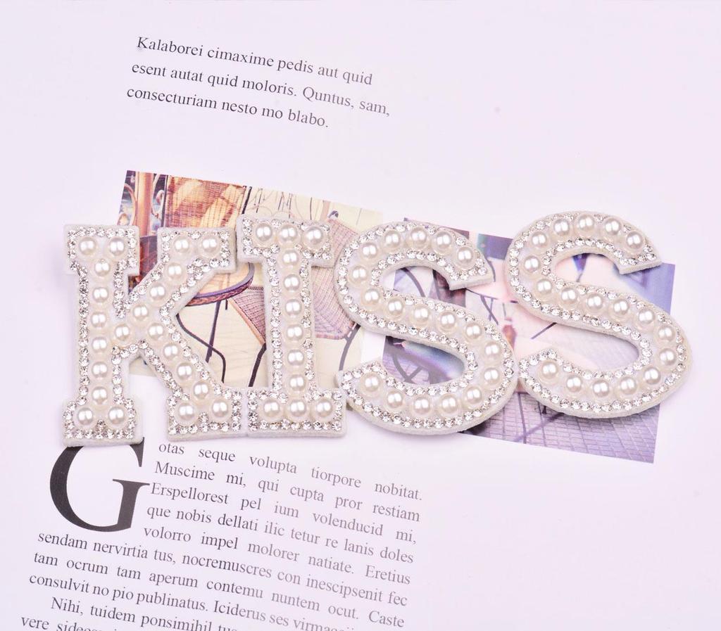 Exquisite Pearl Bride Rhinestone Letter Stickers for DIY Fashion: Clothing, Shoes, Hats Accessories