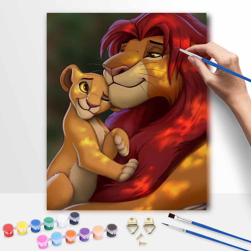 Disney Lion King Oil Art Painting Kit Home Wall Decor Handmade Gift for Lion King Lovers Animal Art Custom Canvas Artwork Modern Decor