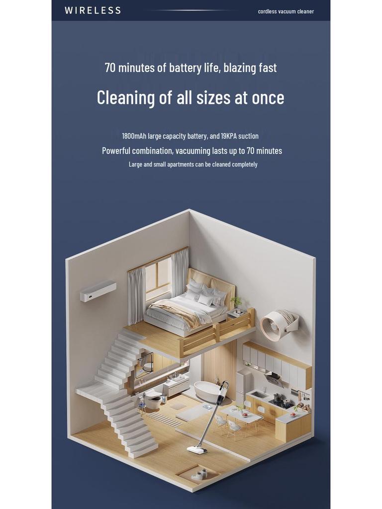 Wireless Handheld Vacuum & Mop: Powerful Suction, Mite Removal, Rechargeable All-In-One for Home Use