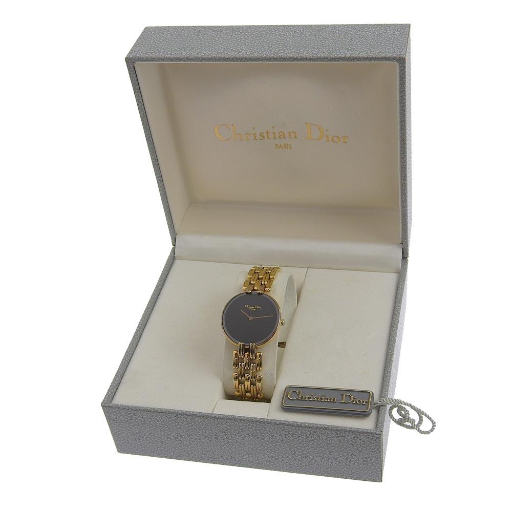 Dior Bagira Watches 46.154.3 blackDial Plated Gold Quartz Analog display Women Used