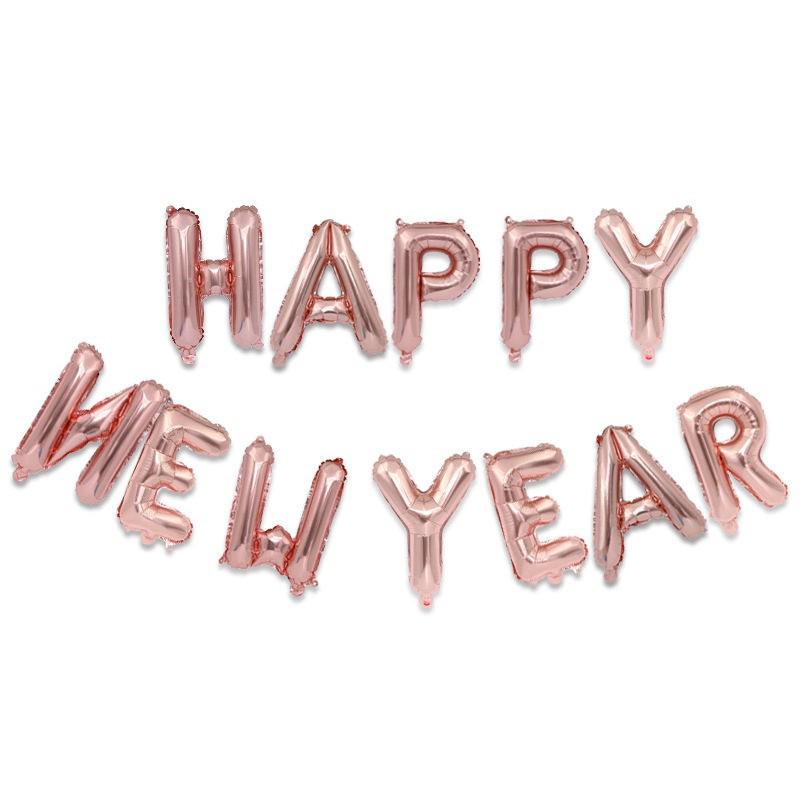 16-inch Aluminum Happy New Year Balloons Set for Store Window Decoration
