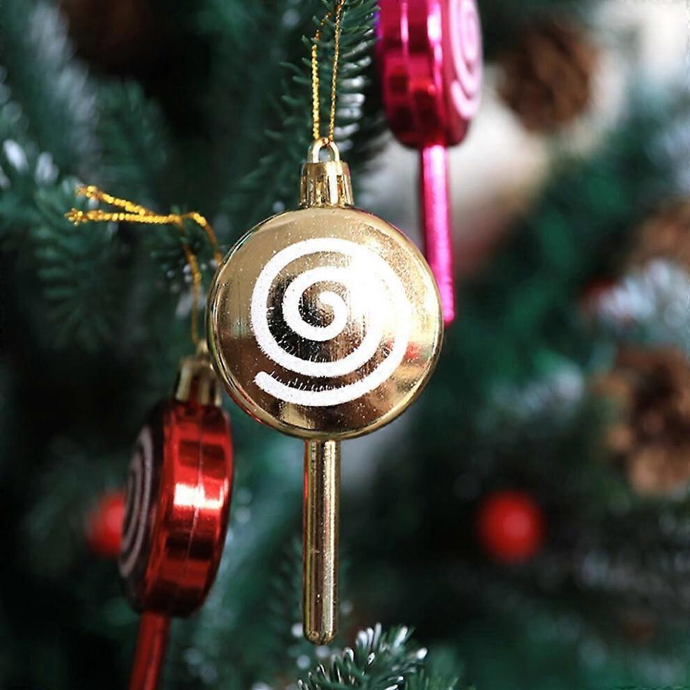 (Color) Set of 6 Colorful Candy Christmas Lollipop Ornament Festive Decorations for Christmas Tree Party