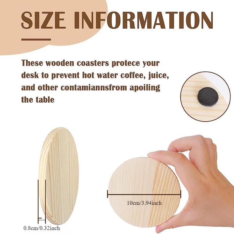 6 Stück Unbehandelte Holzuntersetzer Runde Rohlinge Für DIY Architekturmodelle Zeichnen Malen Haushaltswaren Neu