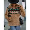 Women's Fleece Half Zip Sweatshirt, Oversized Stand Collar Long Sleeve Printed Pullover with Pocket, Autumn Winter Casual European American Streetwear