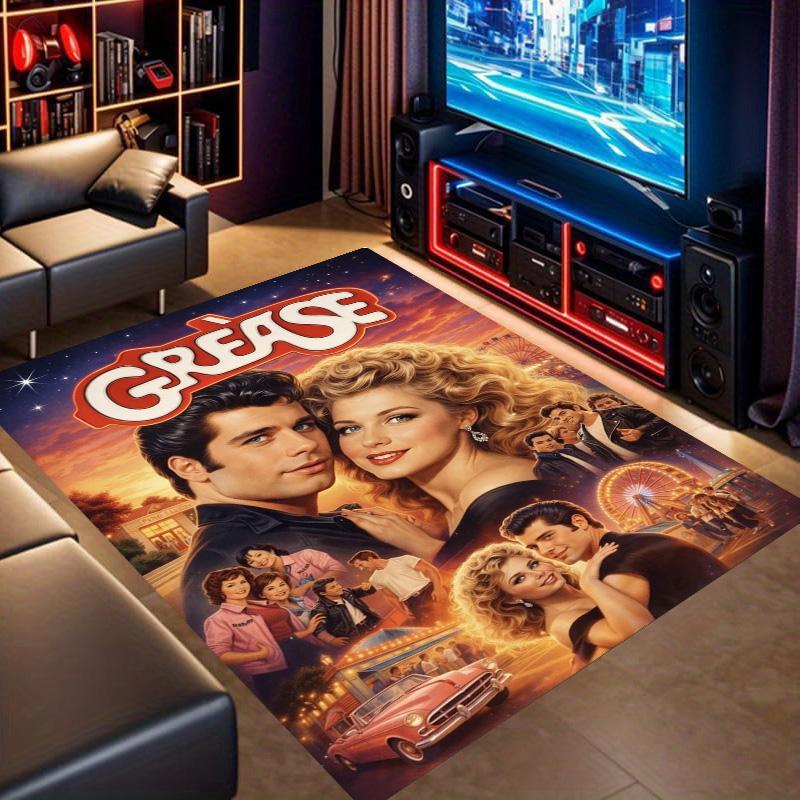 Grease Classic Retro Movie Poster Print Area Rug, Vintage Decorative Floor Mat for Living Room Bedroom Home Decoration