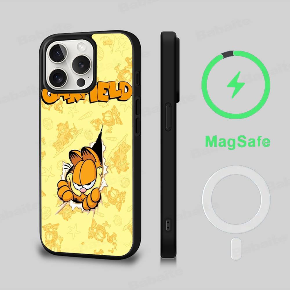 Classic Vintage Anime G-garfields Cat Phone Case Magnetic Case For IPhone 16 14 13 15 Pro For Magsafe Wireless Charge Cover