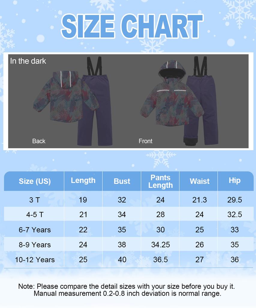 Hiheart Ski- og Snowboardbekledning Dunjakke og Perfekt for Snø Akihabara Størrelse 120 Barnesett, Jentebukser, 2-delt sett, Lek, Farge,