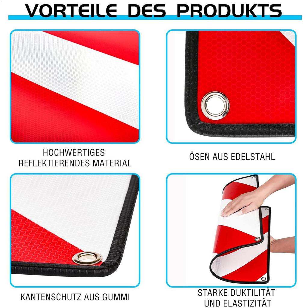 Warning Sign Car Roadside Warning Board Square Reflective Red White Alarm For Truck Automotive Security Auto Bike Carrier Road