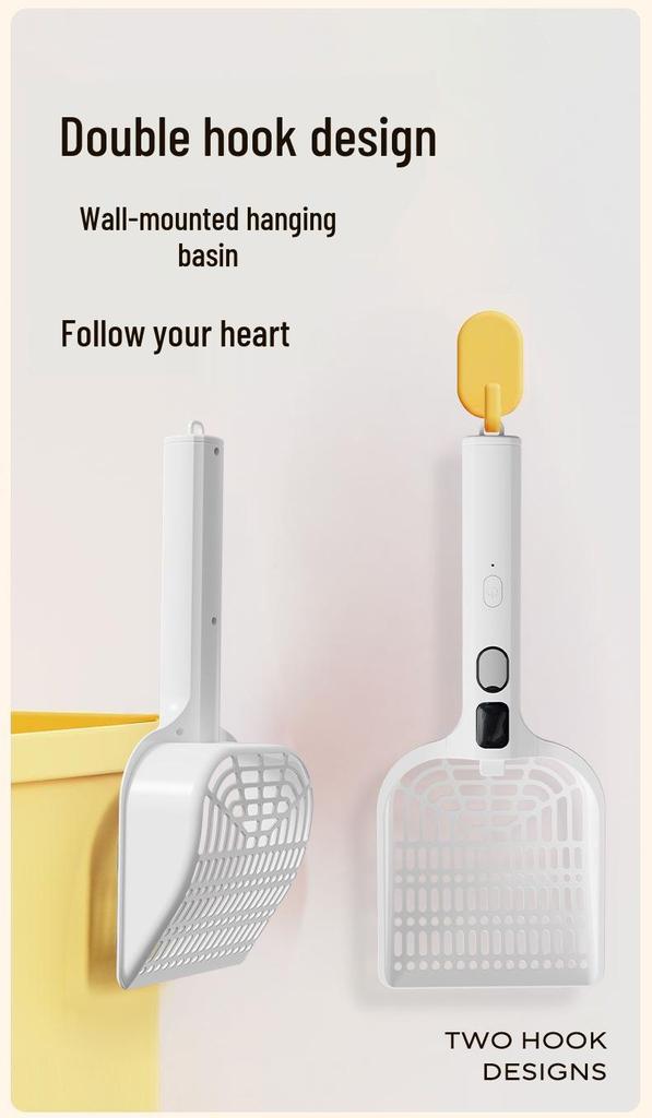 Smart Rechargeable Deodorizing Cat Litter Scoop with Thickened Mesh, Large Size, Dustproof Design