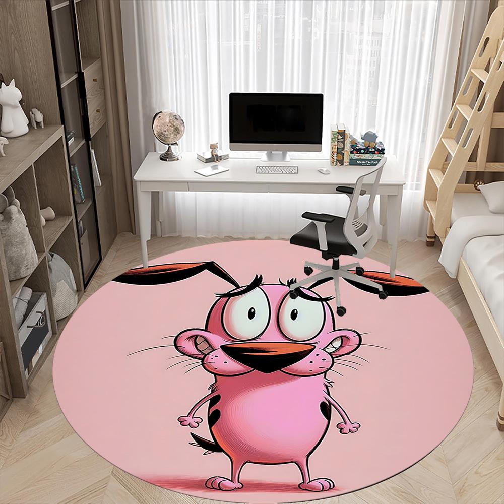 1pc Courage the Cowardly Dog Office Round Area Rug,Bedroom Living Room Home Decor, Room Deco a1016089