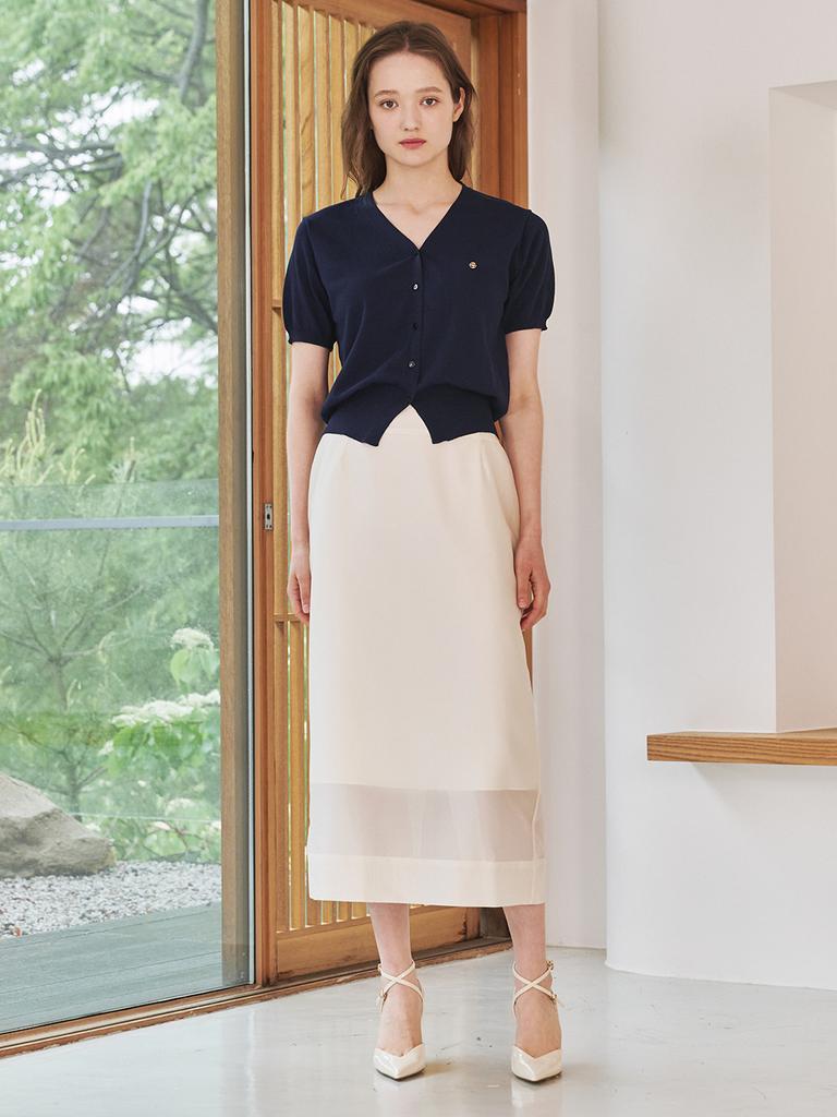 Nub See-Through Layered Skirt - Cream