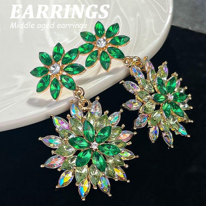 Boucles d'oreilles pendantes Zircon Fleur Colorée pour Femmes, Boucles d'oreilles pendantes Statement pour Fête & Usage Quotidien