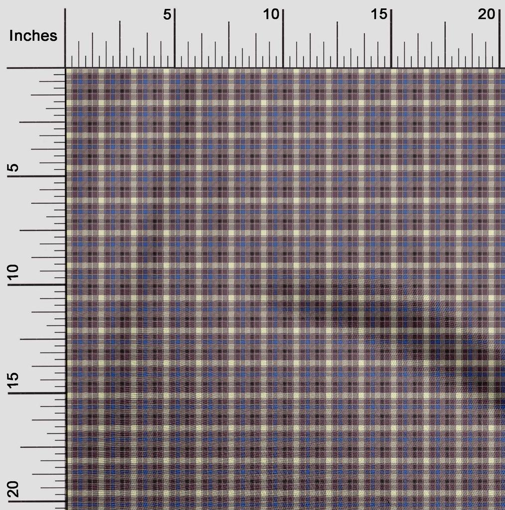 oneOone Cotton Flex Fabric Tartan Check Print Fabric By The Yard 40 Inch