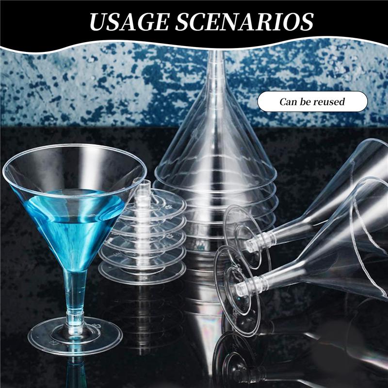 Good-Plastic Martini Glasses, Clear Wine Glasses Reusable Party Cups Dessert Cups For Cocktail Champagne Flutes Dessert