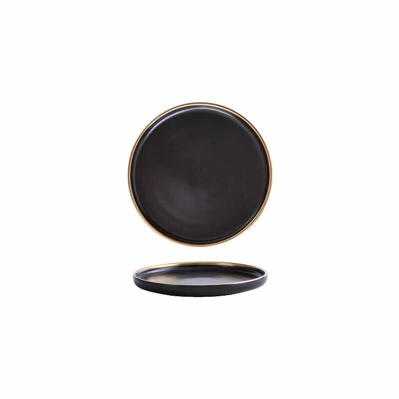 Nordic Frosted Gold Rim Ceramic Dessert Plate