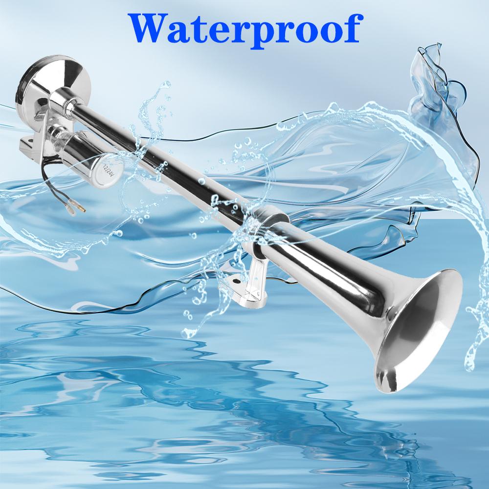 Ship Car Air Horn With Wires and Relay Single Tube Gas Horn Car Air Horn Set 12V24V For Boat Truck SUV Auto Trumpets Super Loud Waterproof Auto Parts