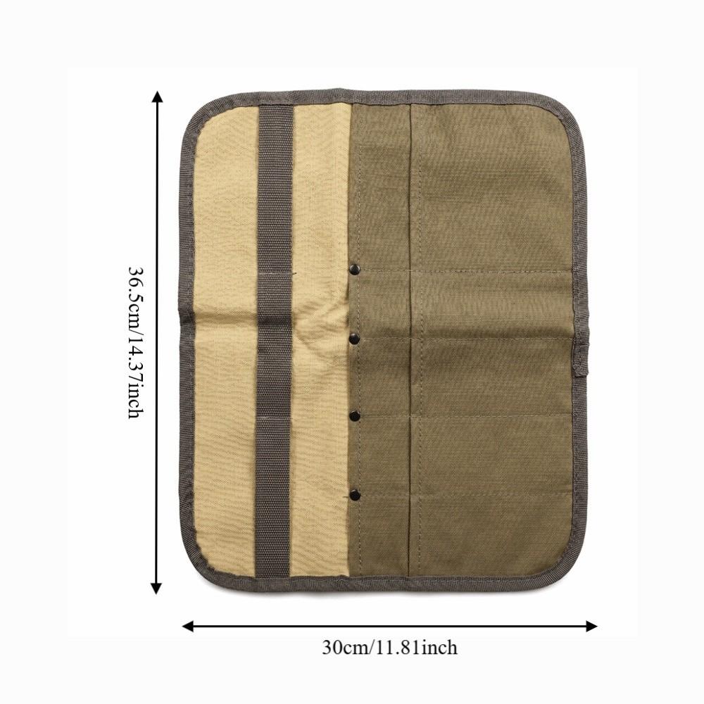 Canvas Cutlery Storage Bag Khaki Tableware Roll Bag Camping Organizer Bag  Outdoor BBQ