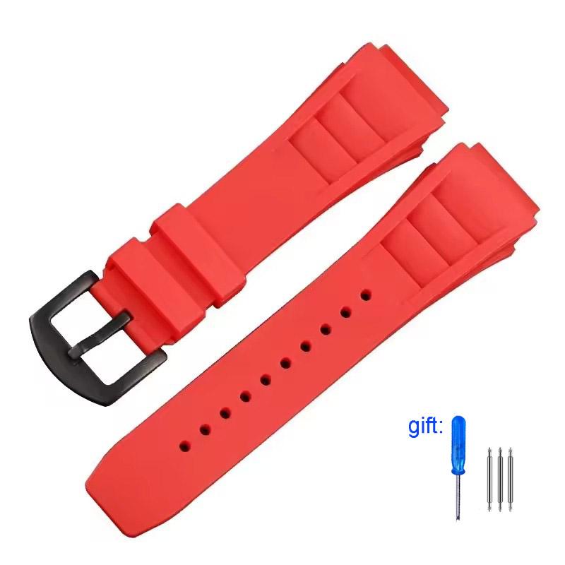 Green Red Black Gray Blue Fresh ear style Rubber Watchband For Richard Mille strap for RM011 Mille Bracelet Watch Band 25mm New