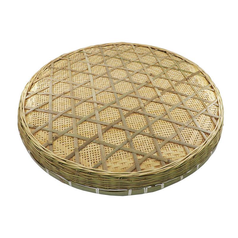 Blue Bamboo Weaving Sieve for Drying Tea, Dried Goods, and Rice - Round Winnowing Basket Tray