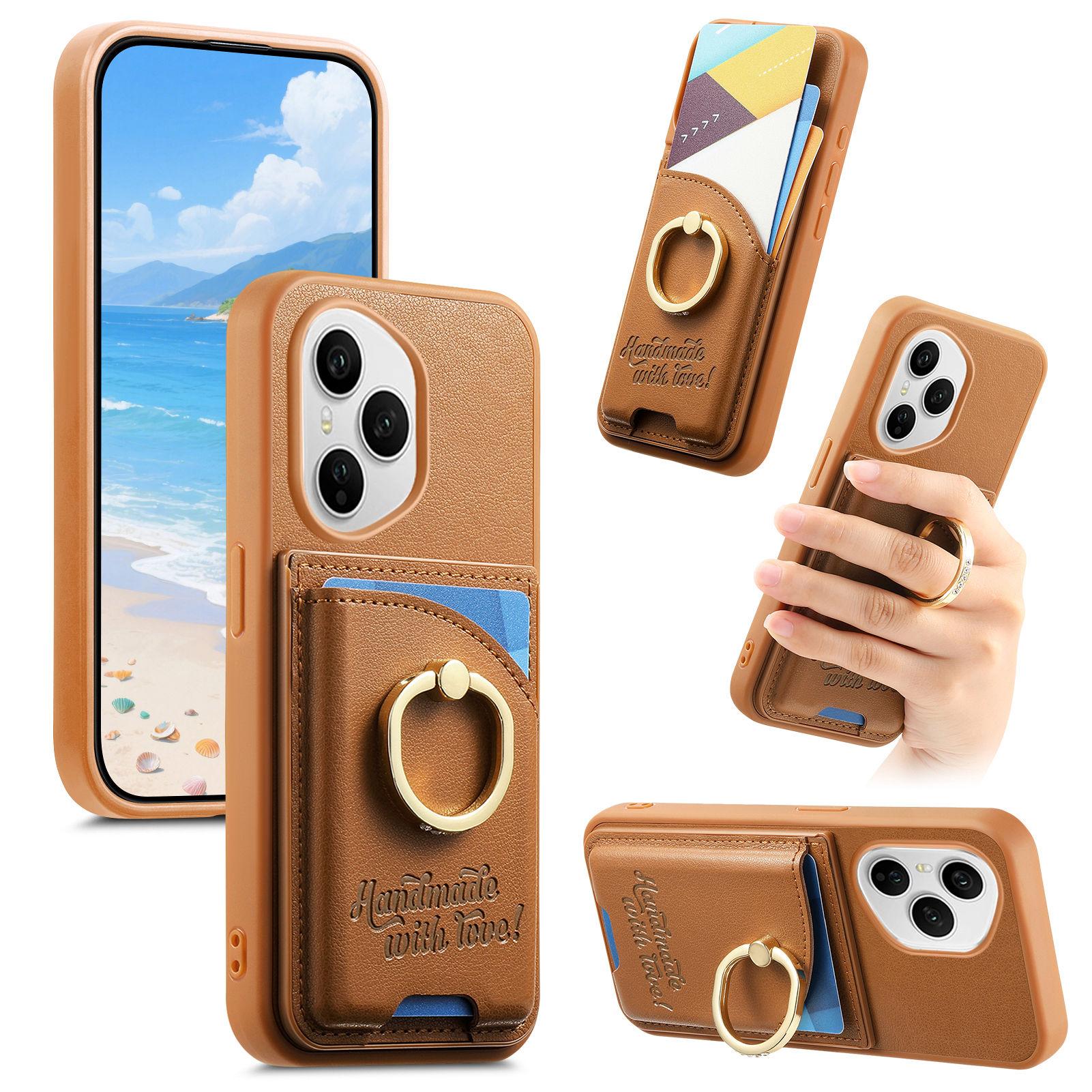 

For Honor 400 Pro 5G (Global) Case Card Holder Rhinestone Ring Holder Kickstand Leather Back Phone Cover