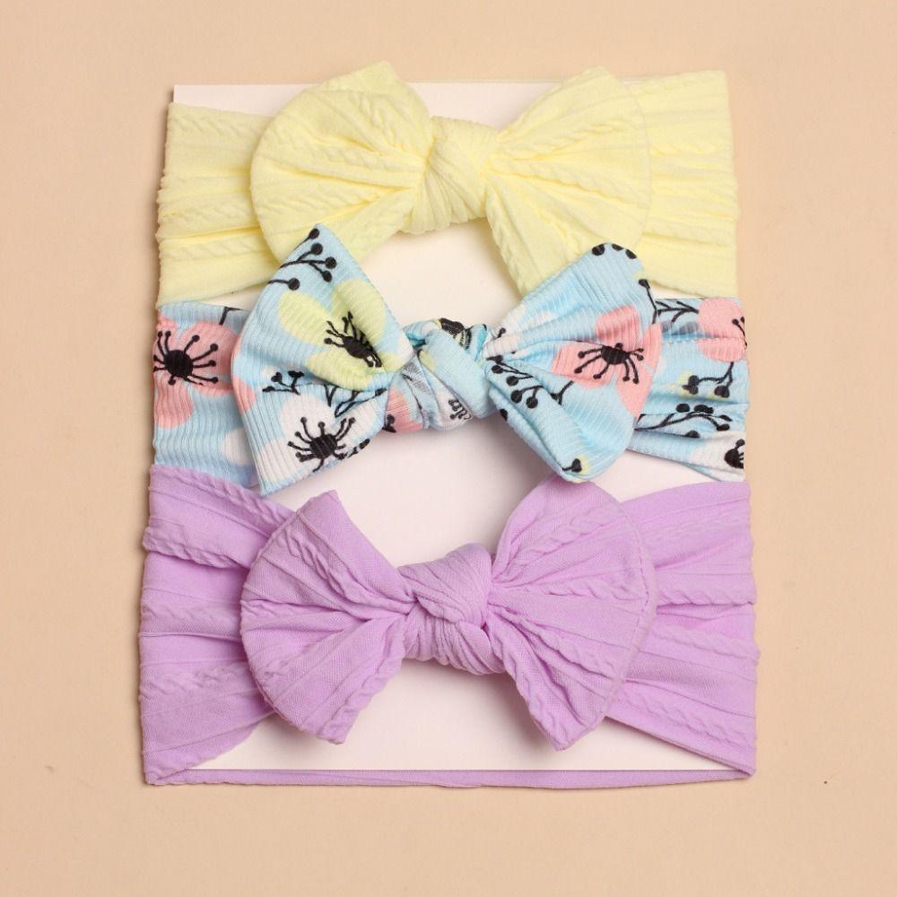 

3Pcs/Lot Elastic Bowknot Hair Bands Soft Headwrap Cute Headwear Baby Girls 03