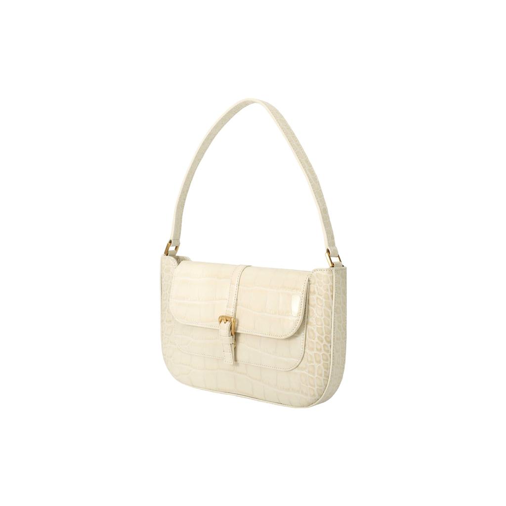 By Far Miranda Series Leather Crocodile Embossed Shoulder Bag Women Handbags Off-White 19FWMDASCEDMEDCE