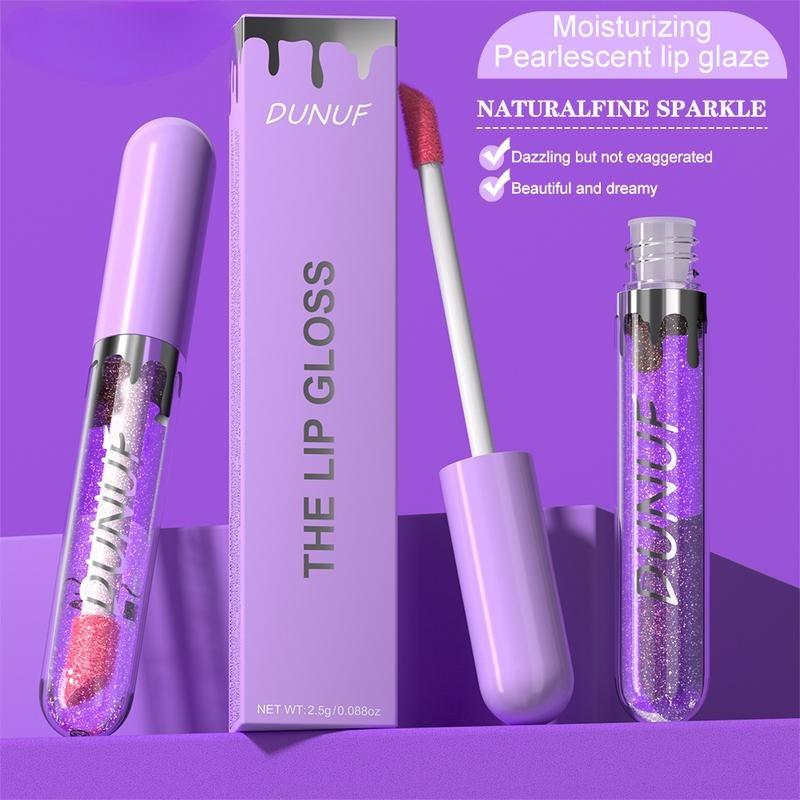 Shimmer Glitter Lip Gloss Moisturizing Shiny Lip Tint Plumping Lip Oil Long Lasting Hydrating Lip Gloss for Women Girls