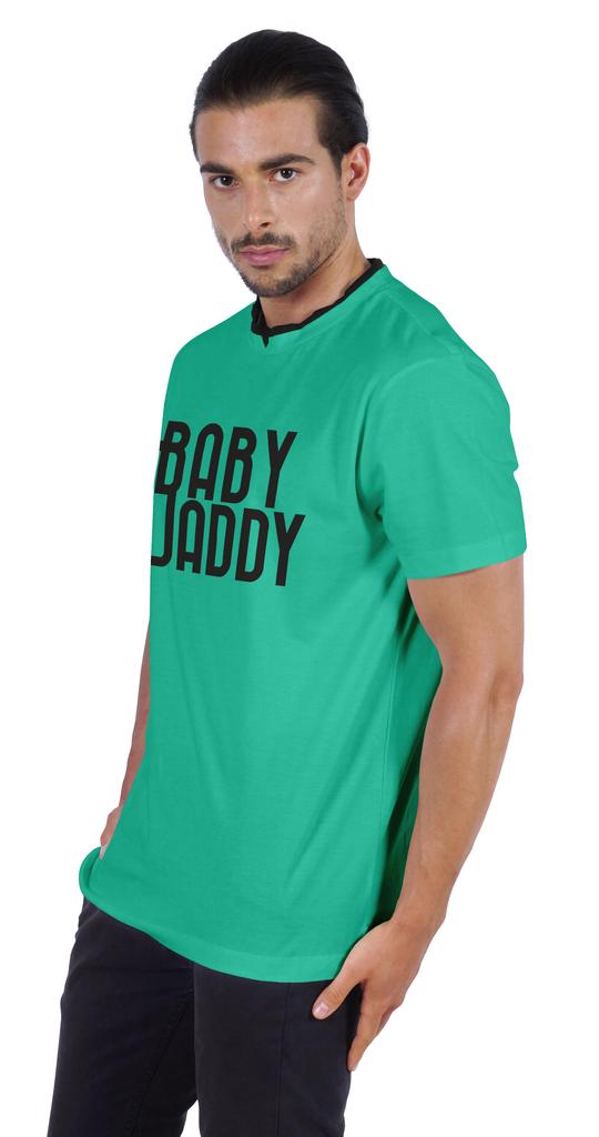 Inkmeso Men  s Graphic Quote   Baby Daddy   Tshirt For Dads Round Neck with V Cut