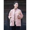 25 winter new cotton and linen women's Chinese retro stand-up collar buckle padded jacket women's padded thickened Zen ramie cotton jacket