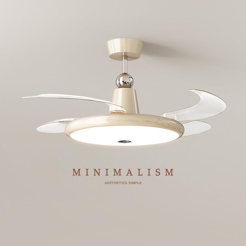 2025 Cream Wabi-Sabi Mid-Century Ceiling Fan Light, Silent High Airflow for Living Rooms & Restaurants