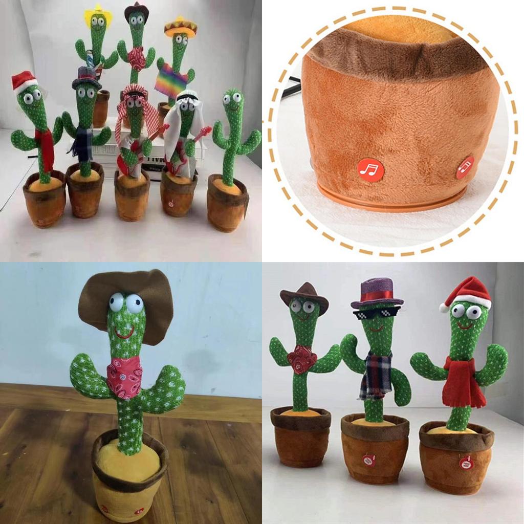 Brinquedo Cacto Dançarino Com Canto e Dança Planta de Pelúcia Interativa