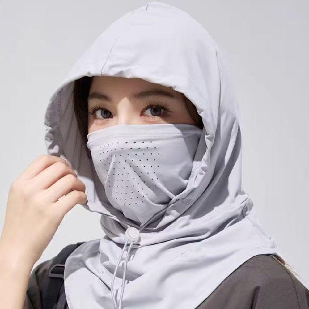 Unisex Anti-UV Ice Silk Sun Hat Breathable Adjustable Sunshade Cap Quick Drying with Shawl Face Mask Pullover Cap Outdoor Sports