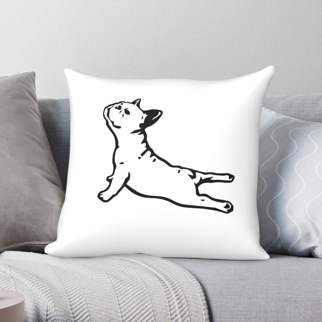 French Bulldog Yoga Square Pillowcase Polyester Linen Velvet Creative Zip Decorative Throw Pillow Case Car