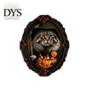 Wooden Animal Frame Ornament Halloween Pet Photo Decoration, with Adhesive Dot, Witch Hat Cat Dog Holiday Decoration Decor, Retro for Home Office