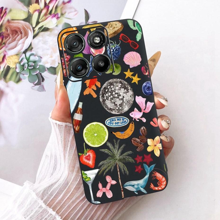 Modne etui na telefon z literami dla Motorola Moto G77 G67 Tylna osłona dla MOTO G67 G77 5G Miękkie czarne silikonowe etui