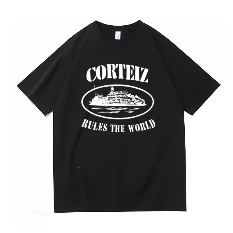 New Hot-selling Sweatpants European and American Street Trendy Corteiz Printed T-shirt Men's Sweatpants Top T-shirt