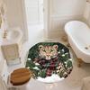 Forest Leopard,Round Area Rug,Carpet Rug for Living Room Bedroom Sofa Playroom Decor,Non-slip Floor Mat