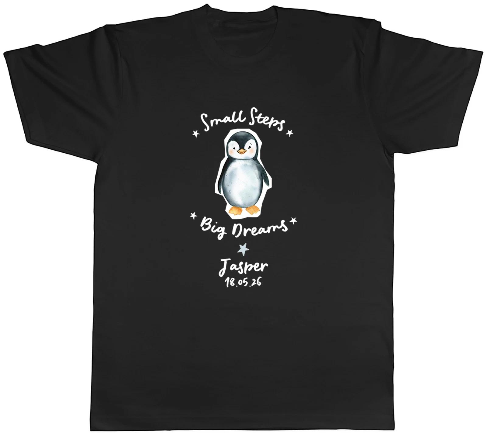 Personalised Small Steps Big Dreams Penguin Mens T-Shirt Tee Gift Top XXL