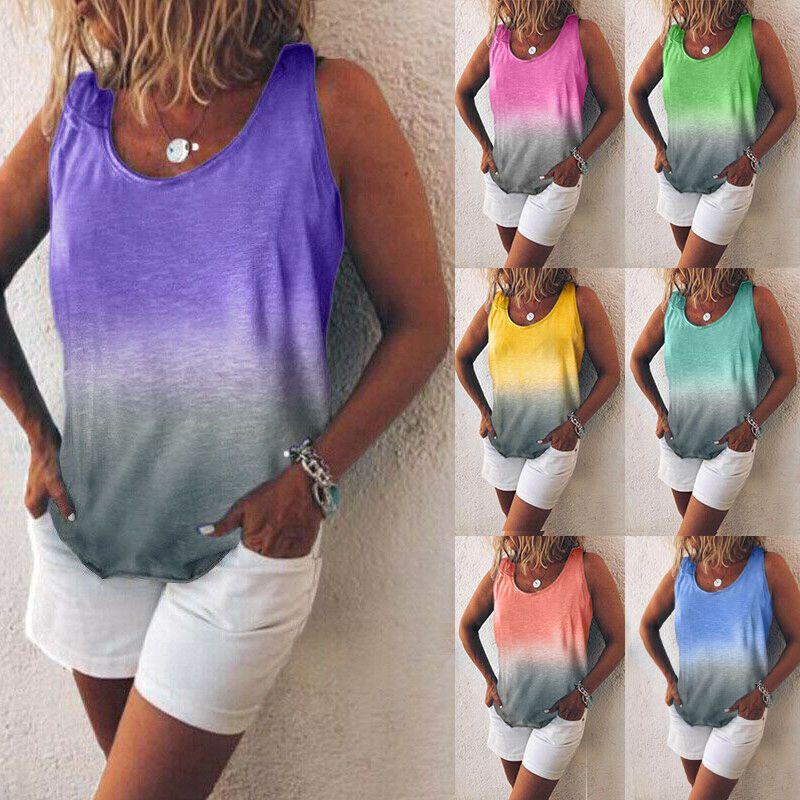 Stylish Women Sleeveless Gradient Vest Tank Top Perfect For Casual Summer Outings