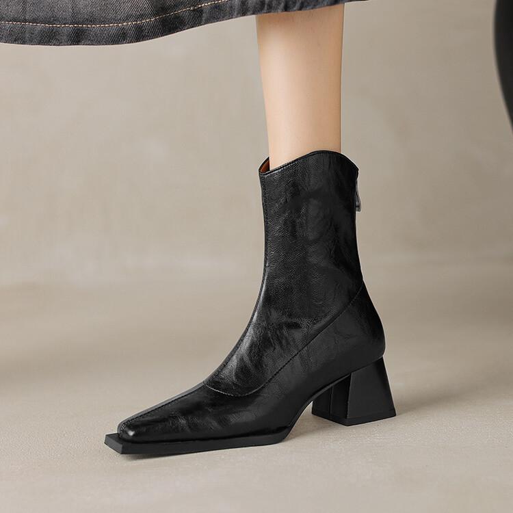 Fashion New Autumn Winter Women Boot Fashion Square Toe Boots for Women Short Boots Ladies Shoes Western Boots Zapatos Mujer High Heels