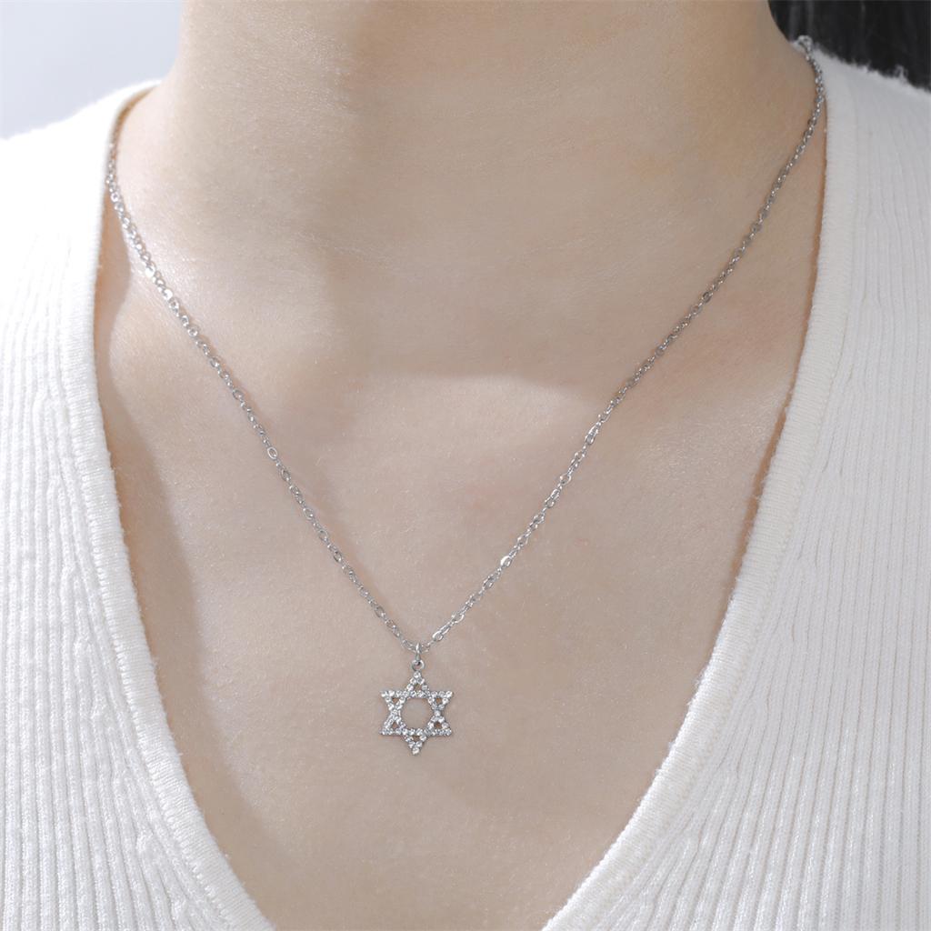  Classic Star of David Necklaces Stainless Steel Rhinestones Six-pointed star Necklace for Women Men Jewish Jewelry Gifts