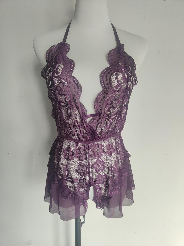 Passionately Tempting Lace Jumpsuit - Open Crotch, Sexy Nightwear