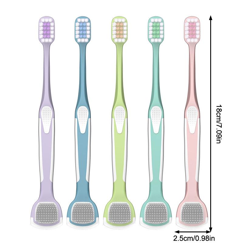 Double-Head Toothbrush with Tongue Scraper – Reusable Oral Care Tool for Fresh Breath and Hygiene