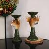 Vintage Christmas Reindeer Candlesticks Decoration Resin Deer Head Figurine Home Living Room Desktop Decoration Animal Statue