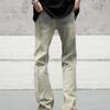 Unisex American Retro Flared Yellow Mud-Dyed Jeans