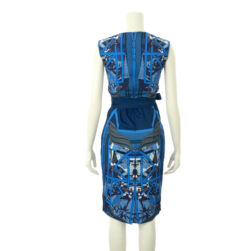 GRAXIA Cabaret Midi Scarf Front Size L Dress, Dress, Sleeveless, Print, Elegant, Buttons, Knee-Length, Women's, White,