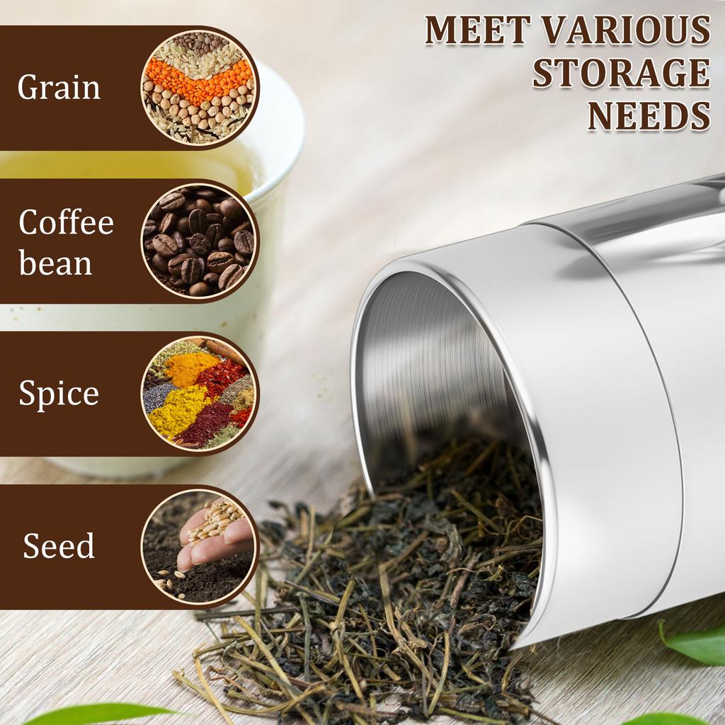 Stainless Steel Tea Canister Double Seal Coffee Bean Storage Container with Lid Portable Sugar Can for Loose Tea Seasoning