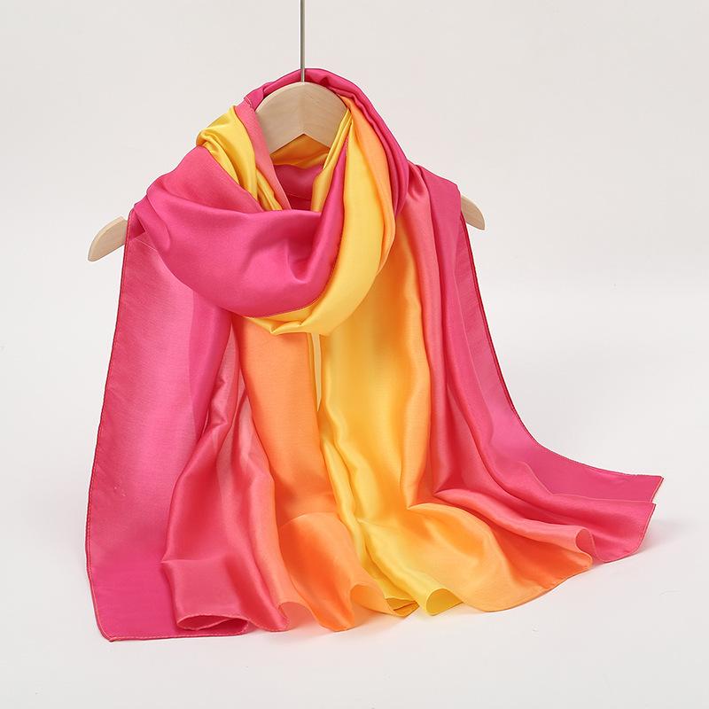 Spring and summer new gauze women's fashion gradual change long shawl, fashion trend sunscreen silk scarf thickened scarf
