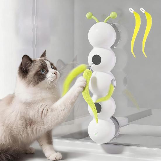 Interaktives Raupen-Katzenspielzeug Wiederaufladbares Bewegungsaktiviertes Whack-a-Mole-Spielzeug mit Saugnapf